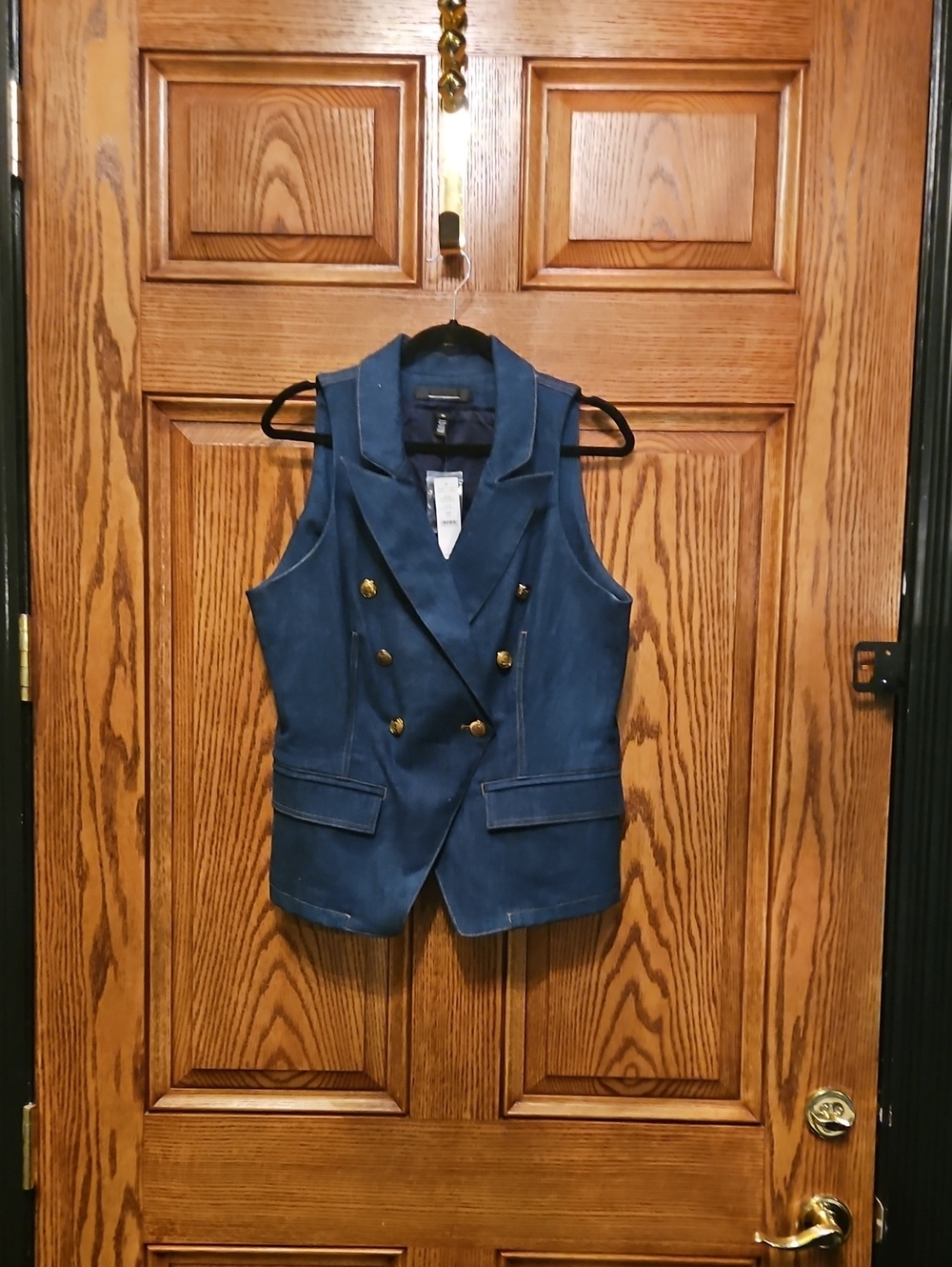 NEW/Denim Double-Breasted Sleeveless Vest